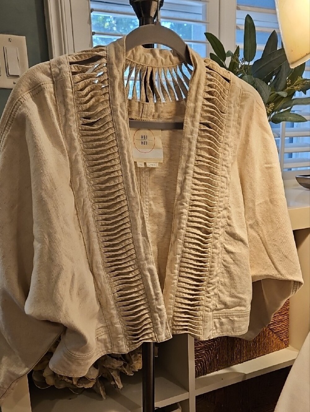 Women’s Cropped Natural Color Cotton Linen Short Jacket0038